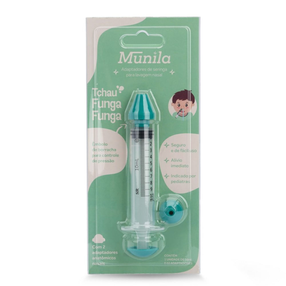 Adaptador de Seringa Para Lavagem Nasal Munila Tchau Funga Funga 1und de 10ml + 2 adaptadores