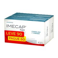 Vitaminas para Cabelos e Unhas Imecap Hair Leve 90 cápsulas, pague 60 Cápsulas