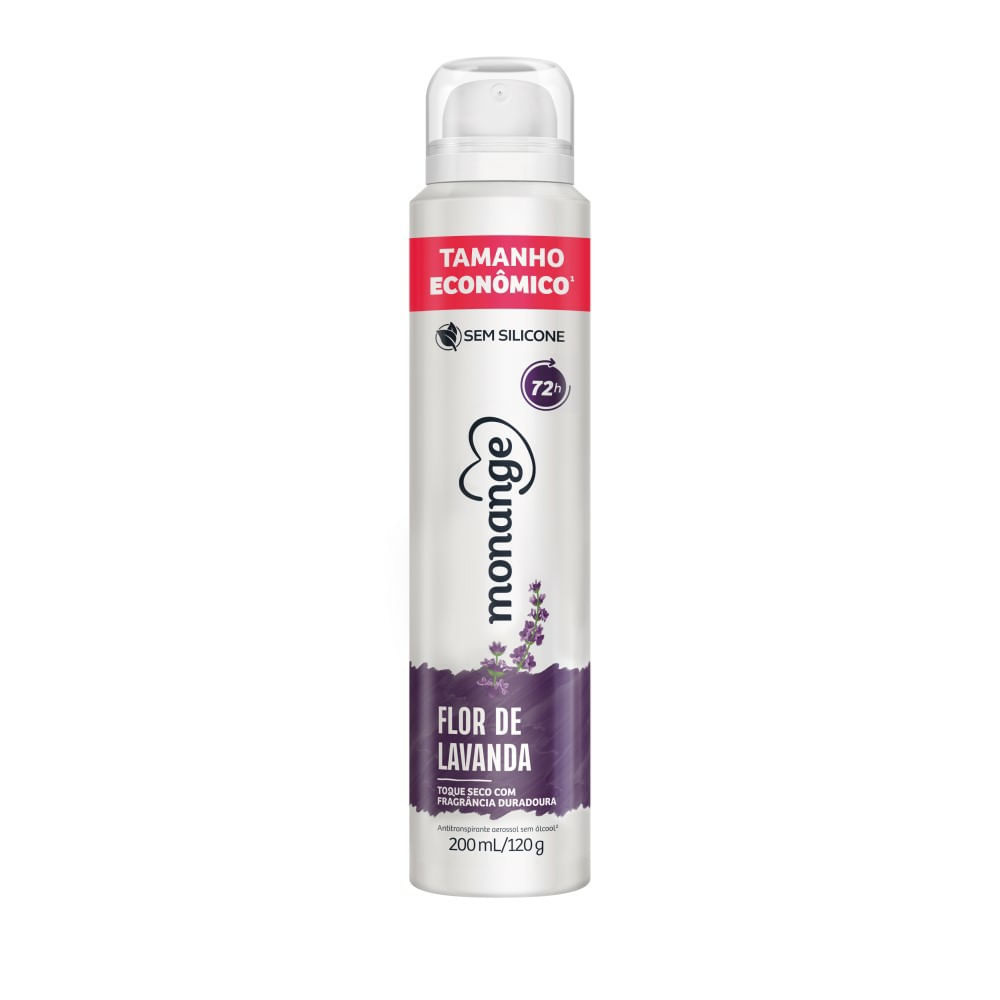 Desodorante Antitranspirante Aerossol Feminino Monange Flor De Lavanda 200ml