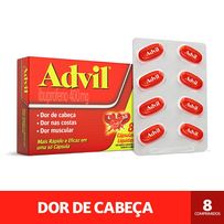 Advil 400mg Ibuprofeno Alívio Rápido da Dor de Cabeça Caixa 8 Cápsulas