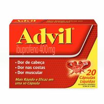 Advil 400mg Ibuprofeno Alívio Rápido da Dor de Cabeça 20 Cápsulas