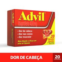 Advil 400mg Ibuprofeno Alívio Rápido da Dor de Cabeça 20 Cápsulas