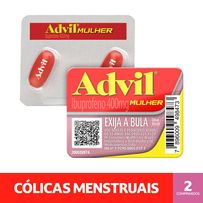 Advil Mulher Ibuprofeno 400mg Analgésico para Cólicas Menstruais 2 Cápsulas