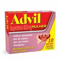 Advil Mulher Ibuprofeno 400mg Analgésico para Cólicas Menstruais 10 Cápsulas