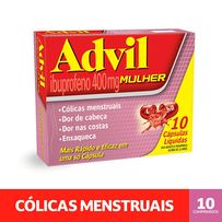 Advil Mulher Ibuprofeno 400mg Analgésico para Cólicas Menstruais 10 Cápsulas