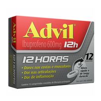Advil 12h Analgésico com Ibuprofeno 600mg Alívio da Dor Muscular 12 Comprimidos