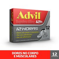 Advil 12h Analgésico com Ibuprofeno 600mg Alívio da Dor Muscular 12 Comprimidos