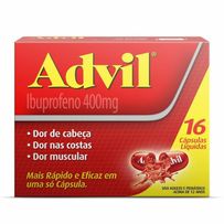 Advil 400mg Ibuprofeno Alívio Rápido da Dor de Cabeça Caixa 16 Cápsulas