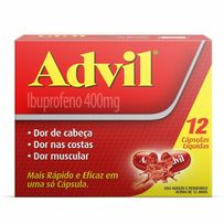 Advil 400mg Ibuprofeno Alívio Rápido da Dor de Cabeça Caixa 12 Cápsulas