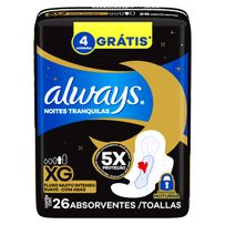 Absorvente Always Noturno Suave Com Abas XG 26 Unidades