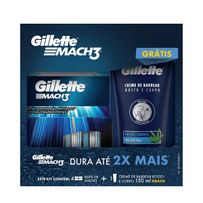 Carga para Aparelho de Barbear Gillette Mach3 4 Unidades + Creme de Barbear Gillette Rosto e Corpo 150ml