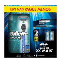 Aparelho de Barbear Gillette Mach3 Acqua-Grip 1 Unidade + 2 Cargas