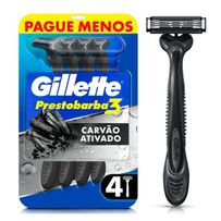 Aparelho de Barbear Gillette Prestobarba3 Carvão 4 Unidades