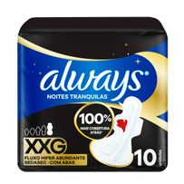 Absorvente Always Noites Tranquilas Seca Hiper Longo com Abas XXG 10 Unidades
