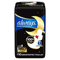 Absorvente Always Noites Tranquilas Seca Hiper Longo com Abas XXG 10 Unidades