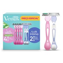 Kit Gillette Venus 4 Aparelhos Descartáveis Para Depilar Sensitive + 2 Intima