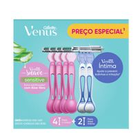 Kit Gillette Venus 4 Aparelhos Descartáveis Para Depilar Sensitive + 2 Intima
