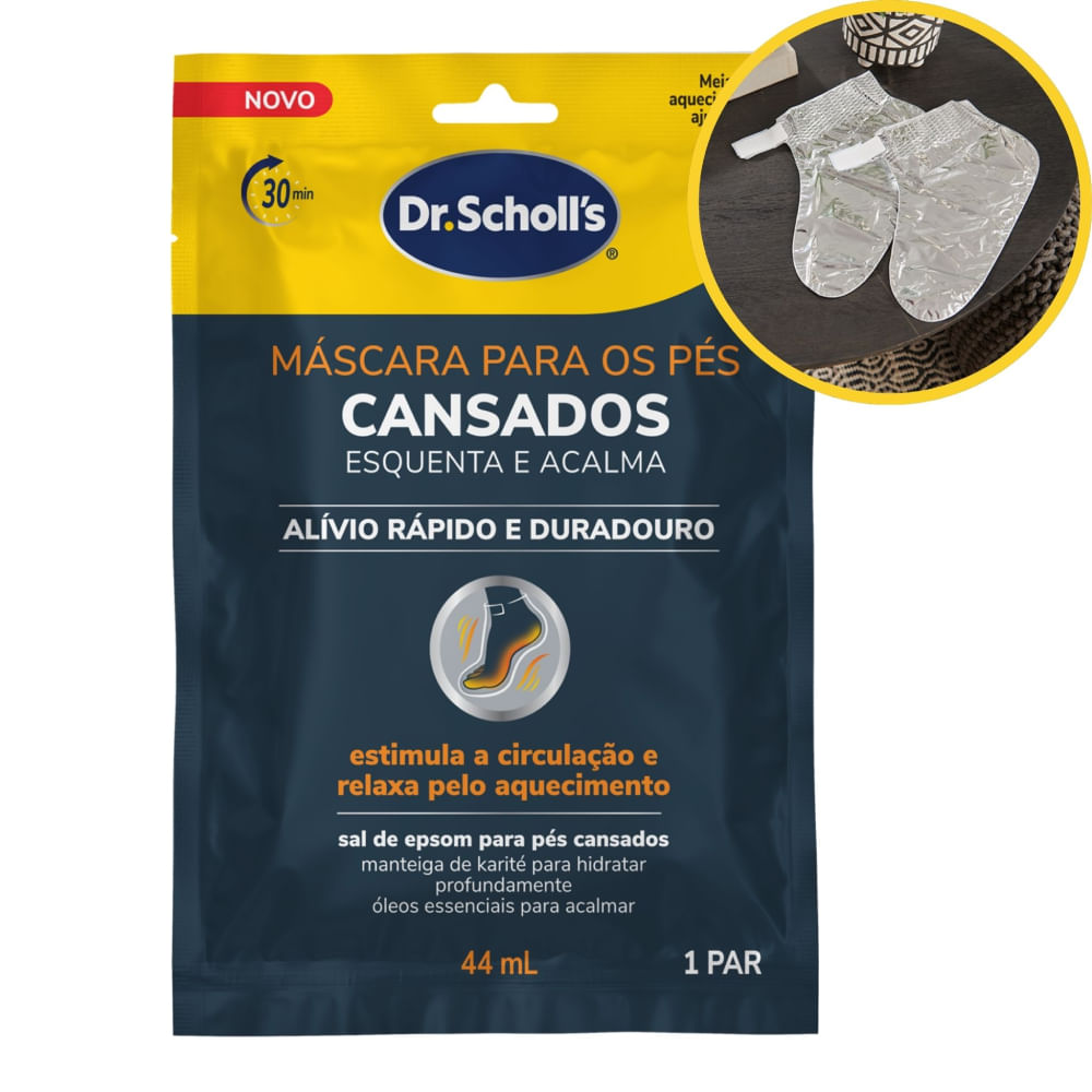 Encontraproduto.com.br - Máscara Para Os Pés Cansados Com Aquecimento Dr Scholls Esquenta e Acalma 1 Par