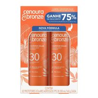 Protetor Solar Aerossol Cenoura e Bronze FPS 30 2 unidades de 200ml cada