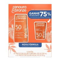 Kit Cenoura e Bronze Protetor Solar Corporal FPS 50 200ml + Protetor Solar Facial FPS 50 50g
