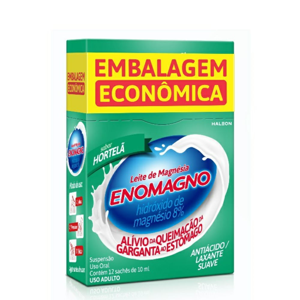 Leite de Magnésia Enomagno Hortelã 12 sachês