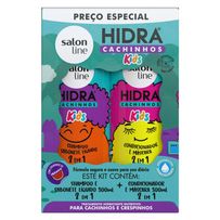 Kit Salon Line Hidra Cachinhos e Crespinhos Kids Shampoo e Sabonete Líquido 2 em 1 300ml + Condicionador e Máscara 2 em 1 300ml