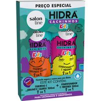Kit Salon Line Hidra Cachinhos e Crespinhos Kids Shampoo e Sabonete Líquido 2 em 1 300ml + Condicionador e Máscara 2 em 1 300ml
