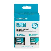 Kit Fortilon Blinda Unhas Fibras de Nylon 7ml + Nivelador Fosco 7ml