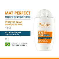 Protetor Solar Avène Mat Perfect Tri-Defense Ultra Fluido FPS50 Sem Cor 40g