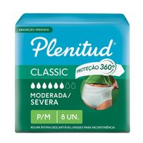 Roupa Íntima Descartável Plenitud Classic Intensa P/M 8 Unidades