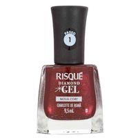 Esmalte Risqué Diamond Gel Nova Cor Charlotte de Romã Metálico Vermelho 9,5ml
