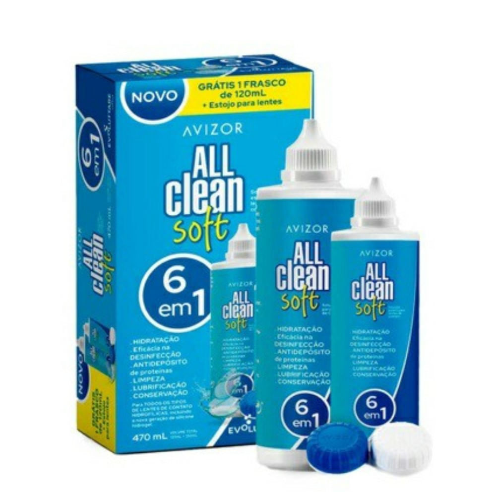 All Clean Soft 6 em 1 Solução para Lente 350ml + 120ml + Estojo para Lentes