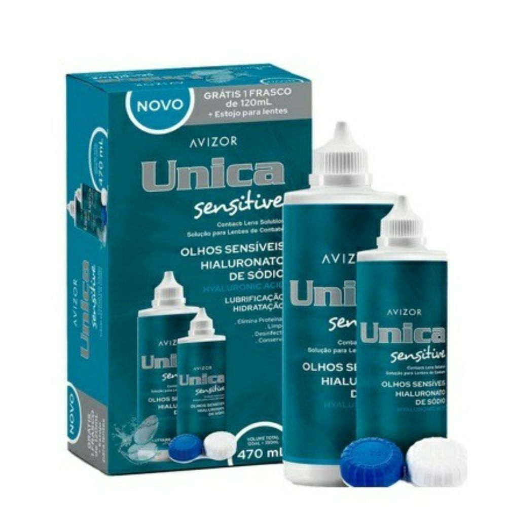 Unica Sensitive Lubrificante Ocular 350ml + 120ml + Estojo Para Lentes