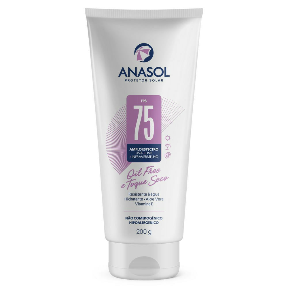 Protetor Solar Corporal Anasol Oil Free e Toque Seco FPS75 200g