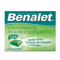 Pastilhas Para Garganta Benalet Sabor Menta 12 Pastilhas