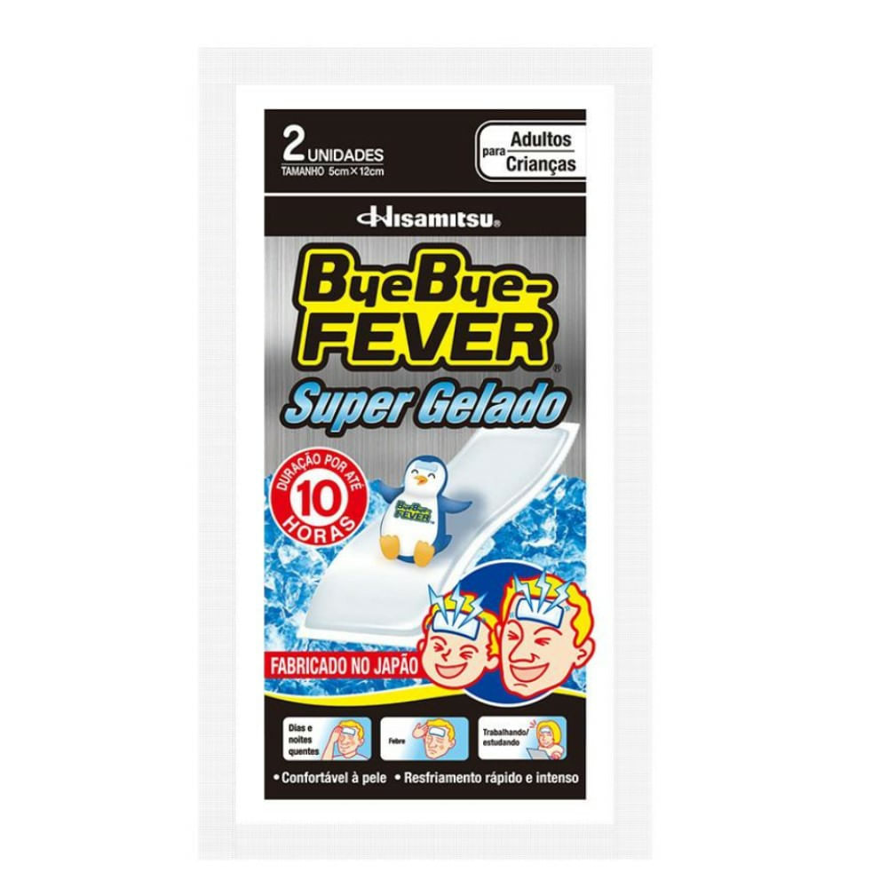 Adesivo Para Alívio Da Febre Hisamitsu Bye Bye Fever Super Gelado 2 Unidades De 5cm x 12cm