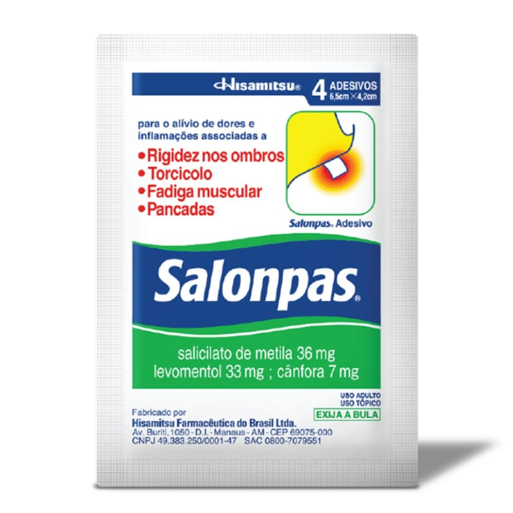 Analgésico e Anti-inflamatório Salonpas Pequeno 4 Adesivos