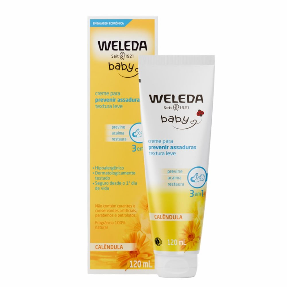 Creme para Prevenir Assaduras 3 em 1 Weleda Baby Calêndula 120ml