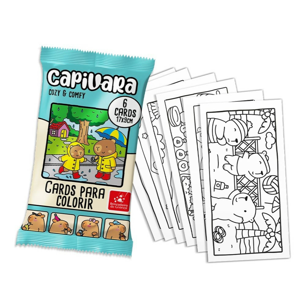 Cards para Colorir Capivara Cozy & Comfy com 6 Cards