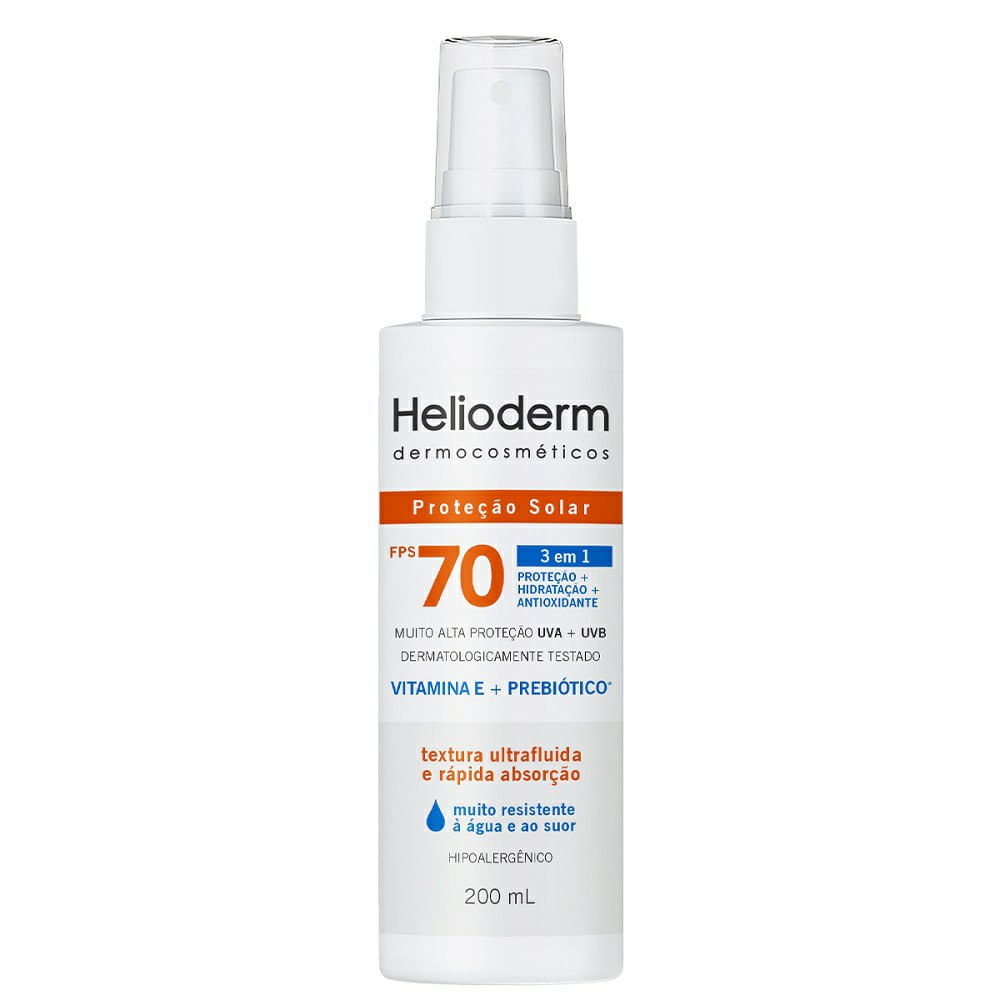 Protetor Solar Helioderm Spray 3 em 1 FPS 70 200ml