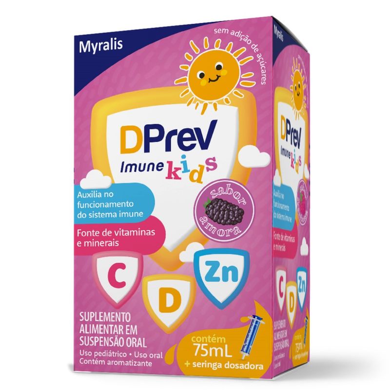 Suplemento-Alimentar-Myralis-Dprev-Imune-Kids-Sabor-Amora-Uso-Oral-75ml-Seringa-Dosadora---0