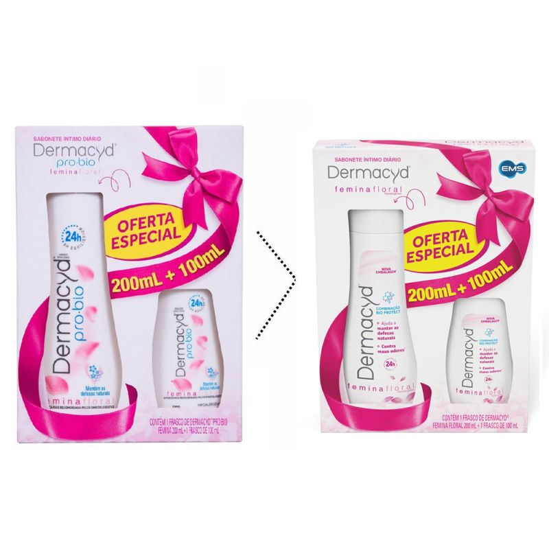 Kit-Sabonete-Liquido-Intimo-Dermacyd-Pro-Bio-Femina-Floral-200ml-100ml---1