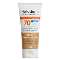 Protetor Solar Facial Helioderm FPS70 Oil Free 3 em 1 Cor Bege Escuro 4.0 - 50g