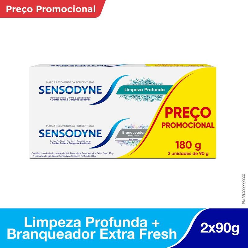 KIt-Creme-Dental-Sensodyne-Branqueador-Extra-Fresh-90g-1-unidade-Creme-Dental-Limpeza-Profunda-90g-1-unidade---1