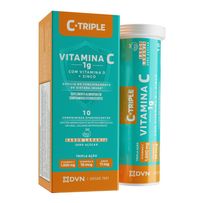 C-Triple Vitamin C 1g + Vitamina D + Zinco 10 Comprimidos Efervescentes