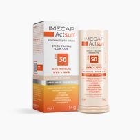 Protetor Solar Facial Stick Imecap Actsun Toque Seco FPS50 Tom 1 Claro 14g