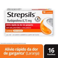 Pastilha Para Garganta Strepsils Laranja Sem açúcar 16 Pastilhas