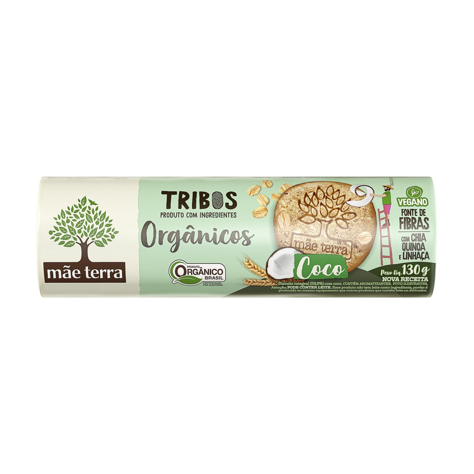 Biscoito Integral E Orgânico Tribos Mãe Terra Coco 130g