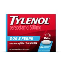 Tylenol 500mg Dor e Febre 10 Comprimidos