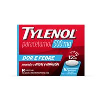 Tylenol 500mg Dor e Febre 10 Comprimidos